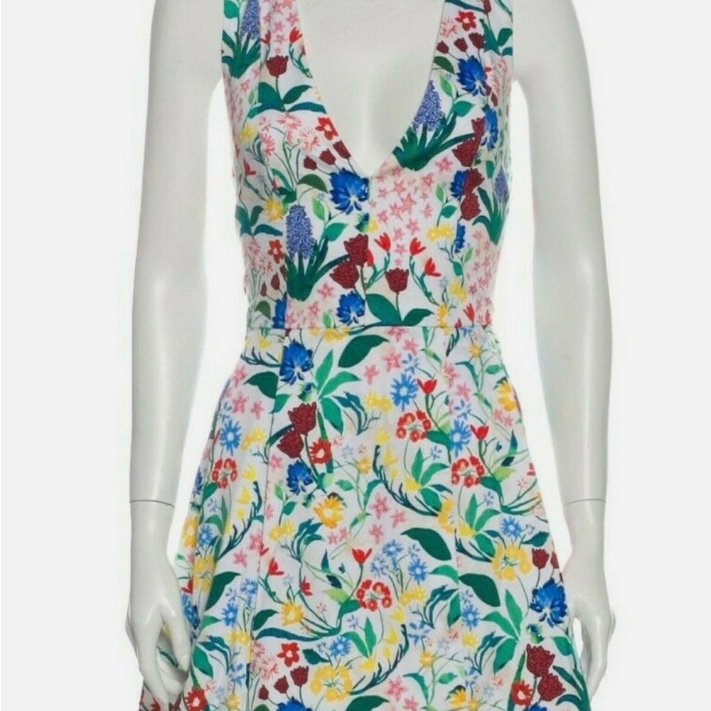 Alice + Olivia Floral V-Neck Sleeveless Dress